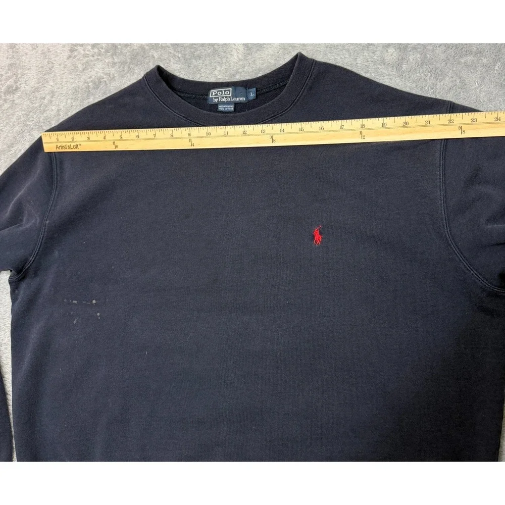 Vintage Y2K Polo Ralph Lauren Crewneck Sweatshirt Navy Blue Red Pony Mens Large